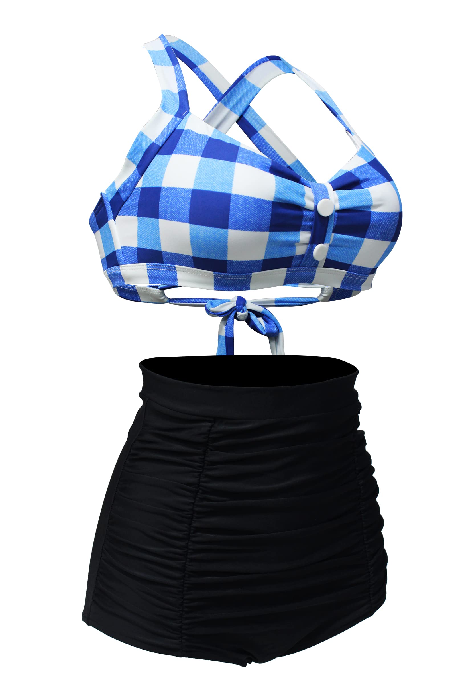 Viloree Costume da Bagno Donna a Vita Alta in Due Pezzi Stampa Floreale Bikini Halter Regolabile Costume da Bagno