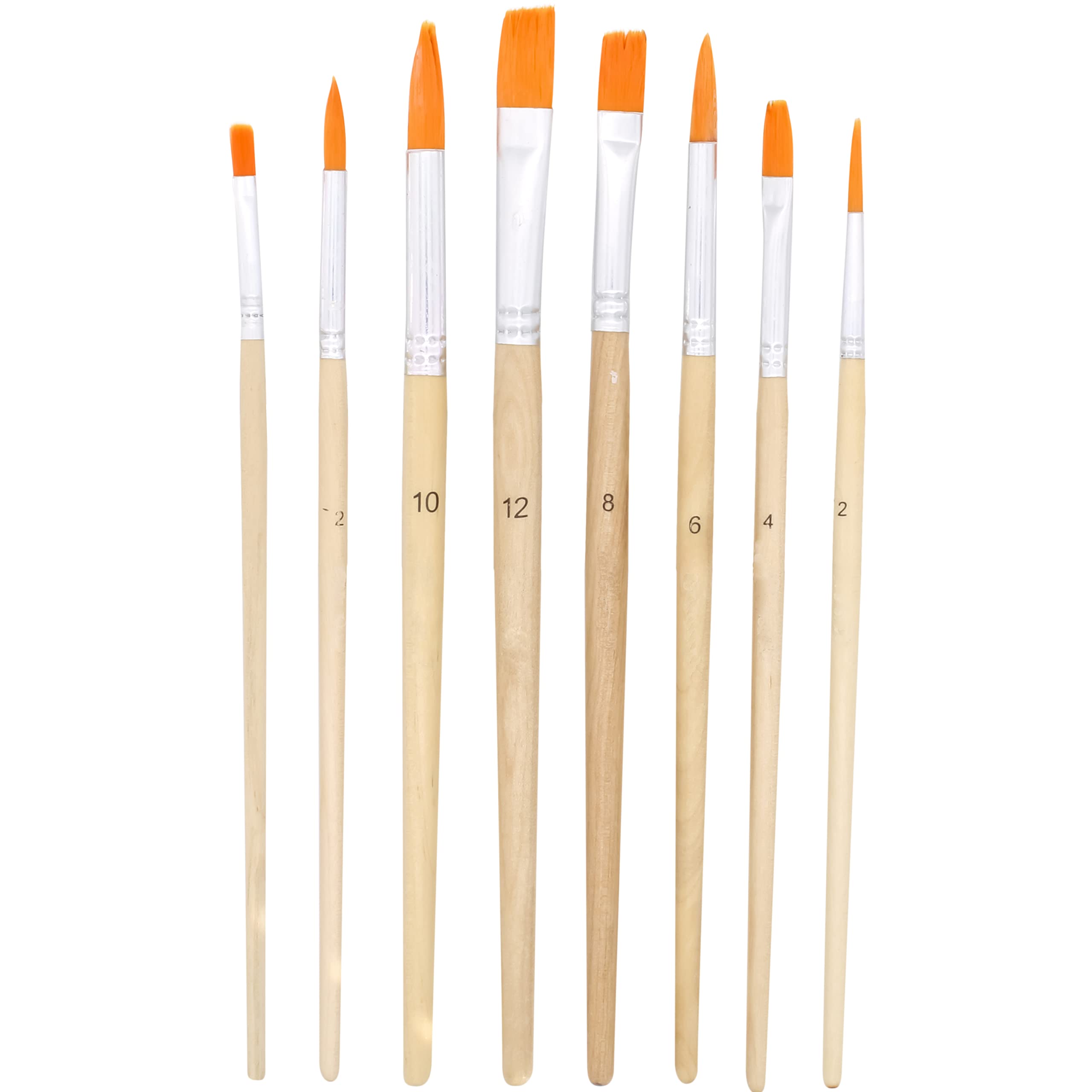 8 Artist Paint Brushes Natural Round Point Details Flat Art Brushes Acrylic Watercolour Oil Painting
