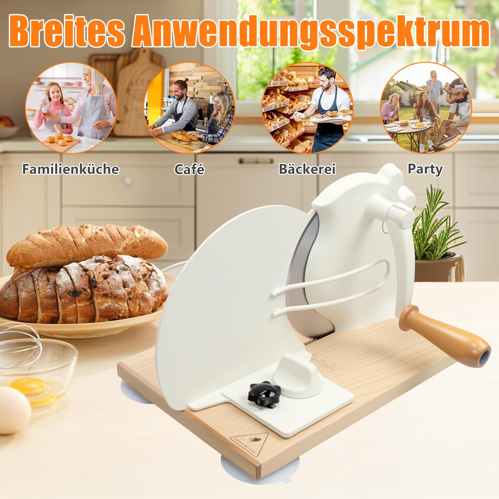 Verbesserter Brotschneidemaschine Manuell mit Gezahnten Edelstahlklingen, Einstellbarer Schnittstärke von 0-0,75 Zoll und Metallführungsschienen, Geeignet für Private Küchen Gewerbliche Bäckereien