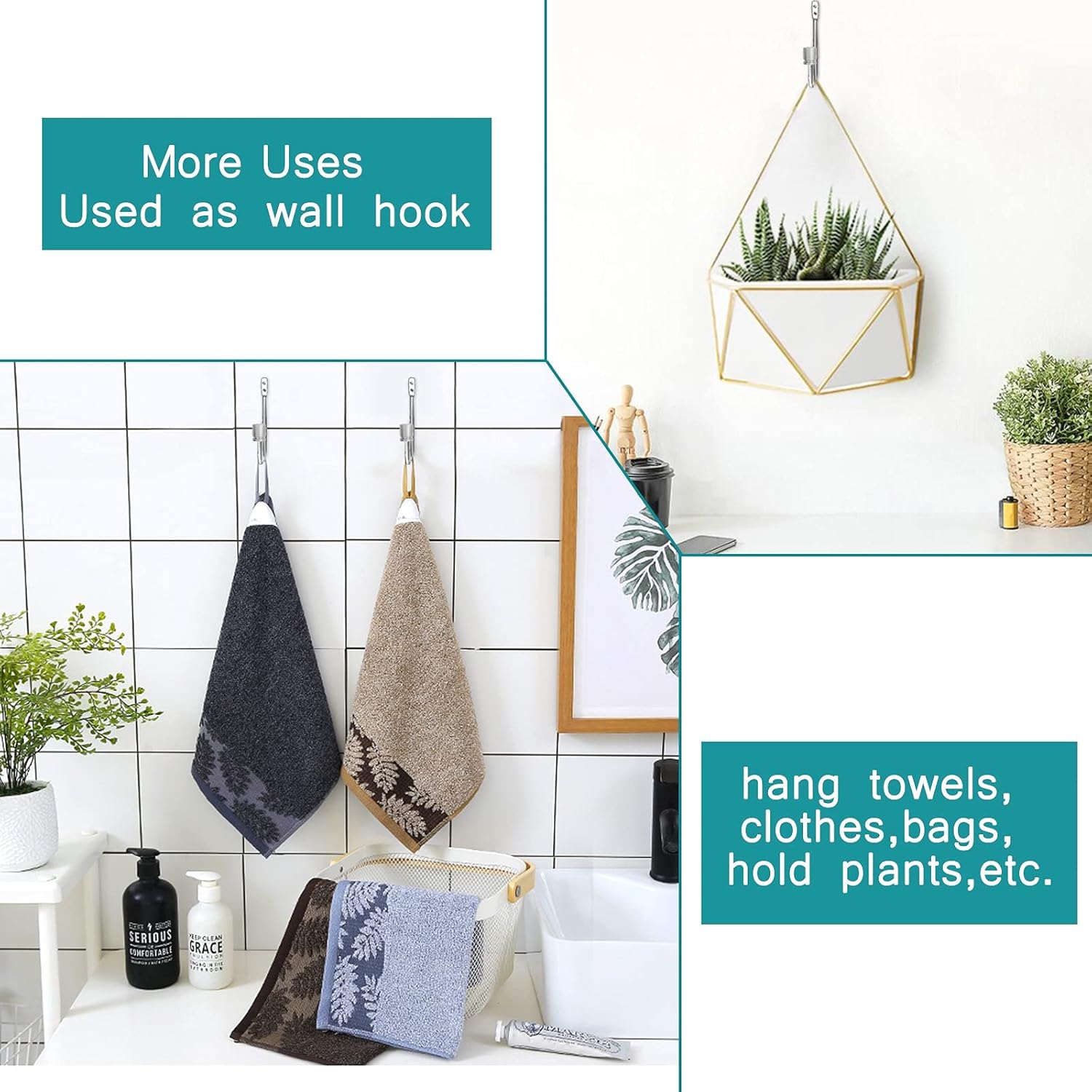 8 Pack Curtain Holdbacks, Curtain Hooks for Drapes Window Drapery, Wall Mounted Curtain Holders Curtain Tieback Hooks, Brushed Nickel Curtain Pull Backs