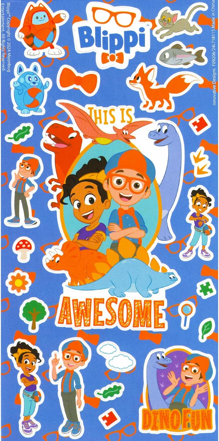 Blippi Party Favors for Boys & Girls Bundle ~ 12 Pack Sticker Sheets for Kids Birthday Party Goodie Bags Party Supplies Set