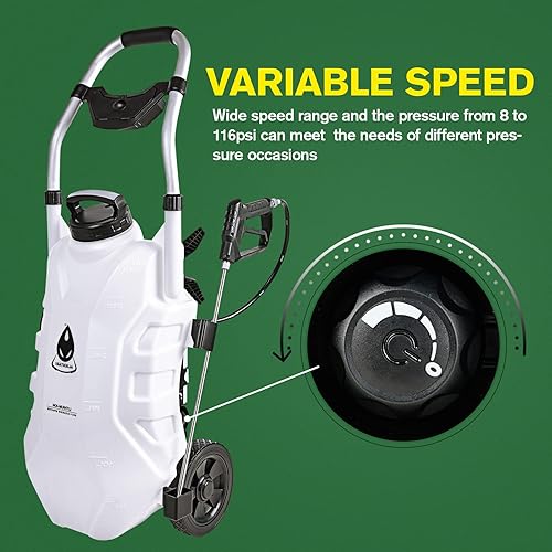 Miniatura 2 de Rociador de mochila de 8 galones con carrito, rociador de jardín autolimpiante, rociador resistente para deshierbe, limpieza, sin límite de