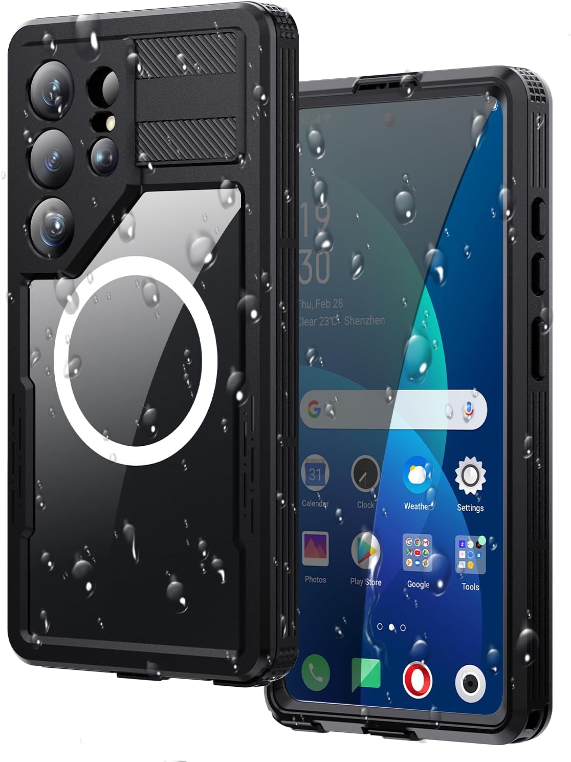 Designed for Samsung S26 Ultra Case Waterproof, Full-Body Protection Case with Built-in Screen and Cameras Protector, Military Shockproof and Dustproof Phone Cover for Samsung S26 Ultra (Black/Clear)