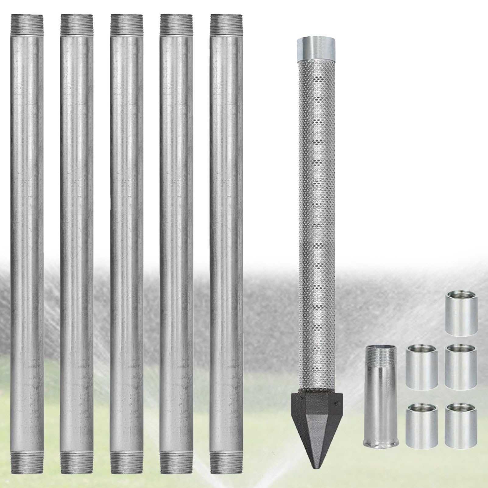 Pvxa Professional 1-1/4 Stainless Steel Drive Point Well Kit, Heavy Duty Sand Point Well Kit, for Manual Pitcher Pump & Hand Water Extraction 6M