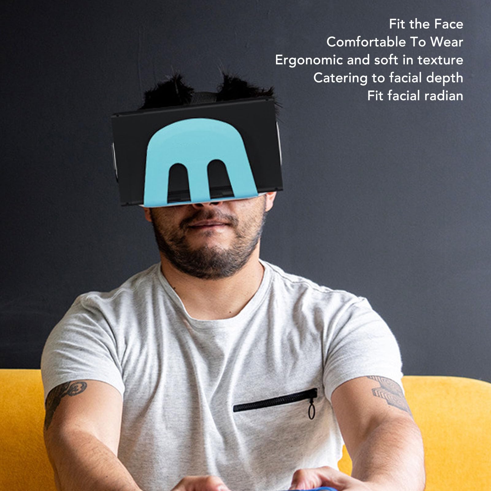 Cuffie VR Comode, Occhiali 3D Realtà Virtuale con Lenti HD, Traspiranti e Regolabili per Giocatori