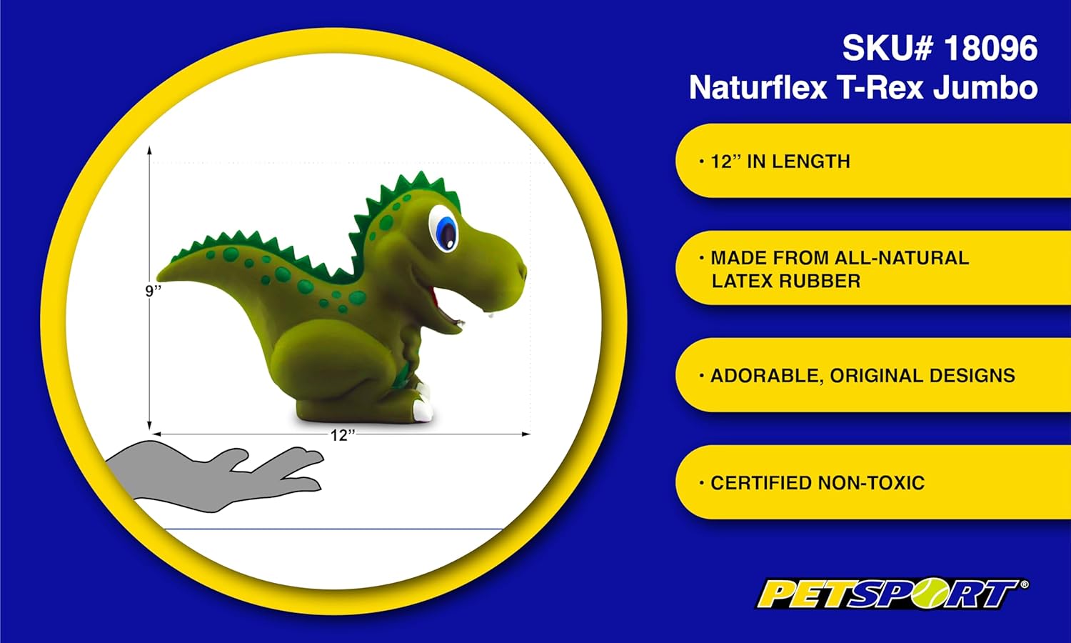 PetSport Jumbo T-Rex Dog Toy - 12"