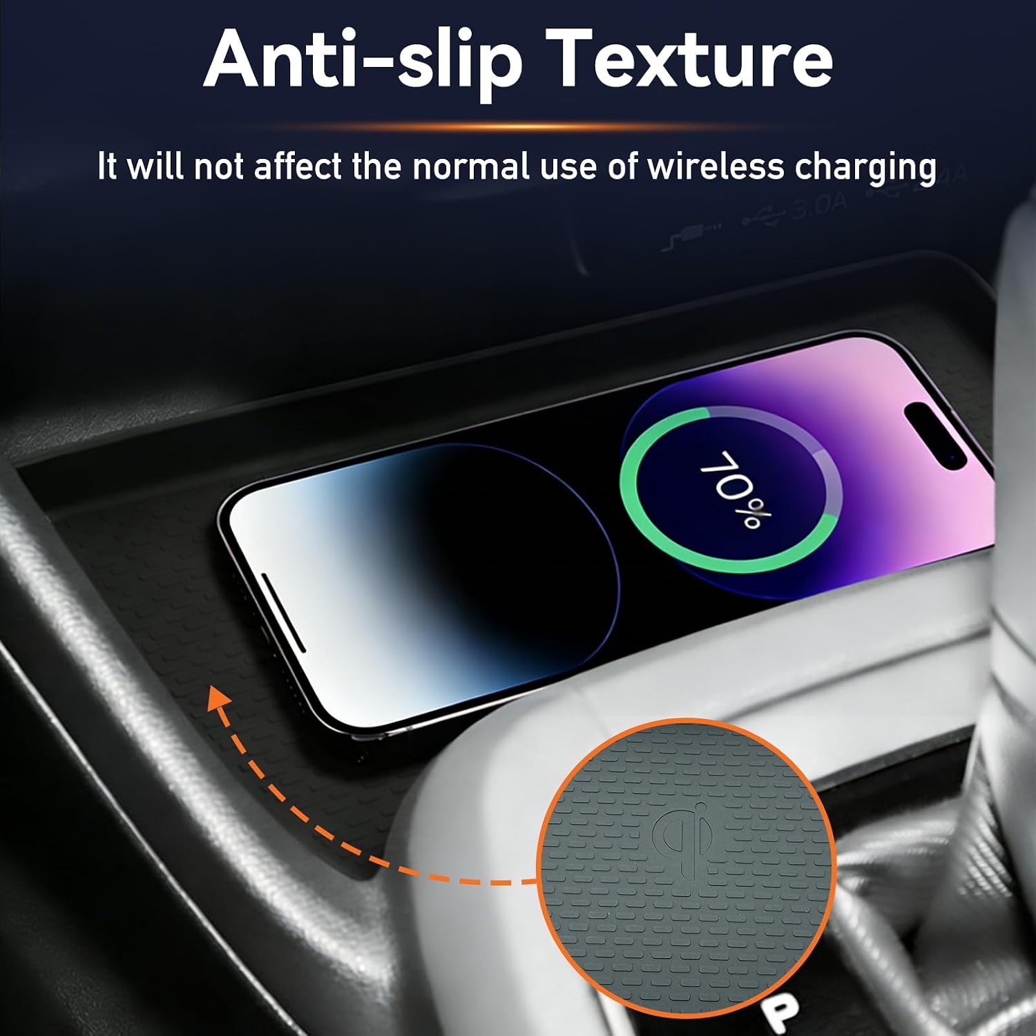 Phone Wireless Charger Anti-Slip Mat Compatible with Subaru Crosstrek | Compatible with Subaru Crosstrek Accessories 2026 2025 2024,Center Console Interior Accessories Silicone Black