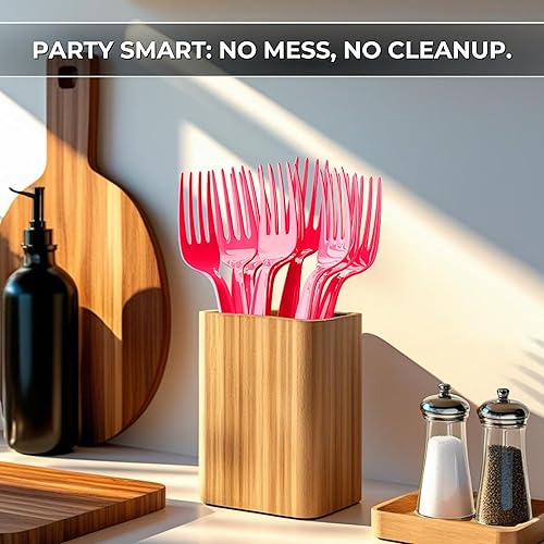 Vista 15 de Cucharas de plástico azul claro (paquete de 24) – Cucharas de color azul claro para fiestas, artículos de plástico duraderos, cucharas de plástico