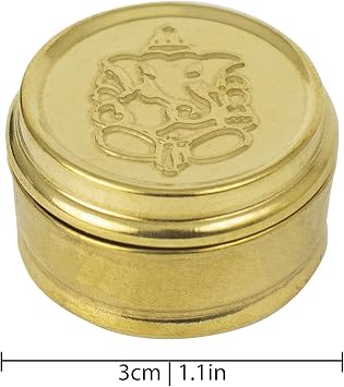Brass Box Pooja | Puja | Roli | Chawal | Chandan | Haldi | Kumkum Puja Box | Sindoor | Turmeric | Dabbi | Dibbi | Dhani | Dani Lid Holder -Small Dabbi pack of 10