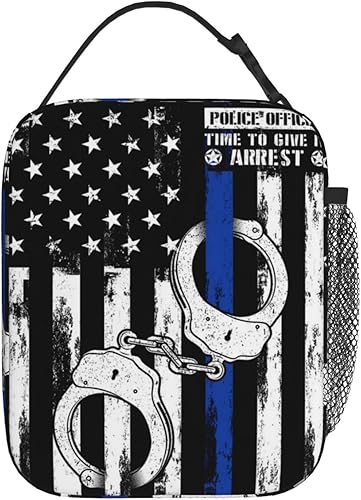 Miniatura 3 de SWEET TANG Lonchera para adultos, bolsa de almuerzo aislada para mujeres, lonchera reutilizable, espaciosa bolsa de almuerzo (línea azul fina,