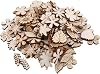 100 piezas de flores de madera sin terminar, cortes de hojas y patrones, piezas de madera en miniatura para decoración hecha a mano, bloques de madera para manualidades de flores, suministros de bricolaje 1