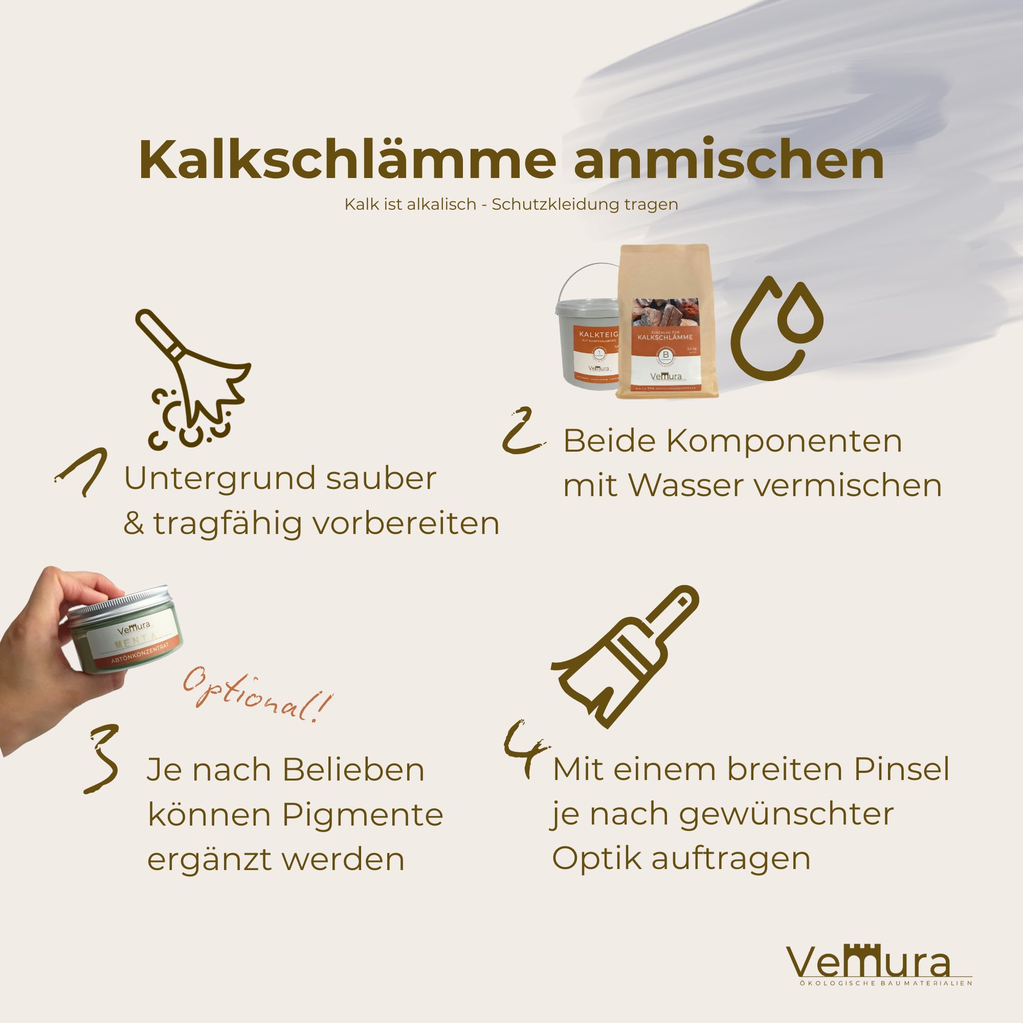 Kalkschlämme, Rustikale Oberfläche | Bianco Latte, S - 2,5 kg