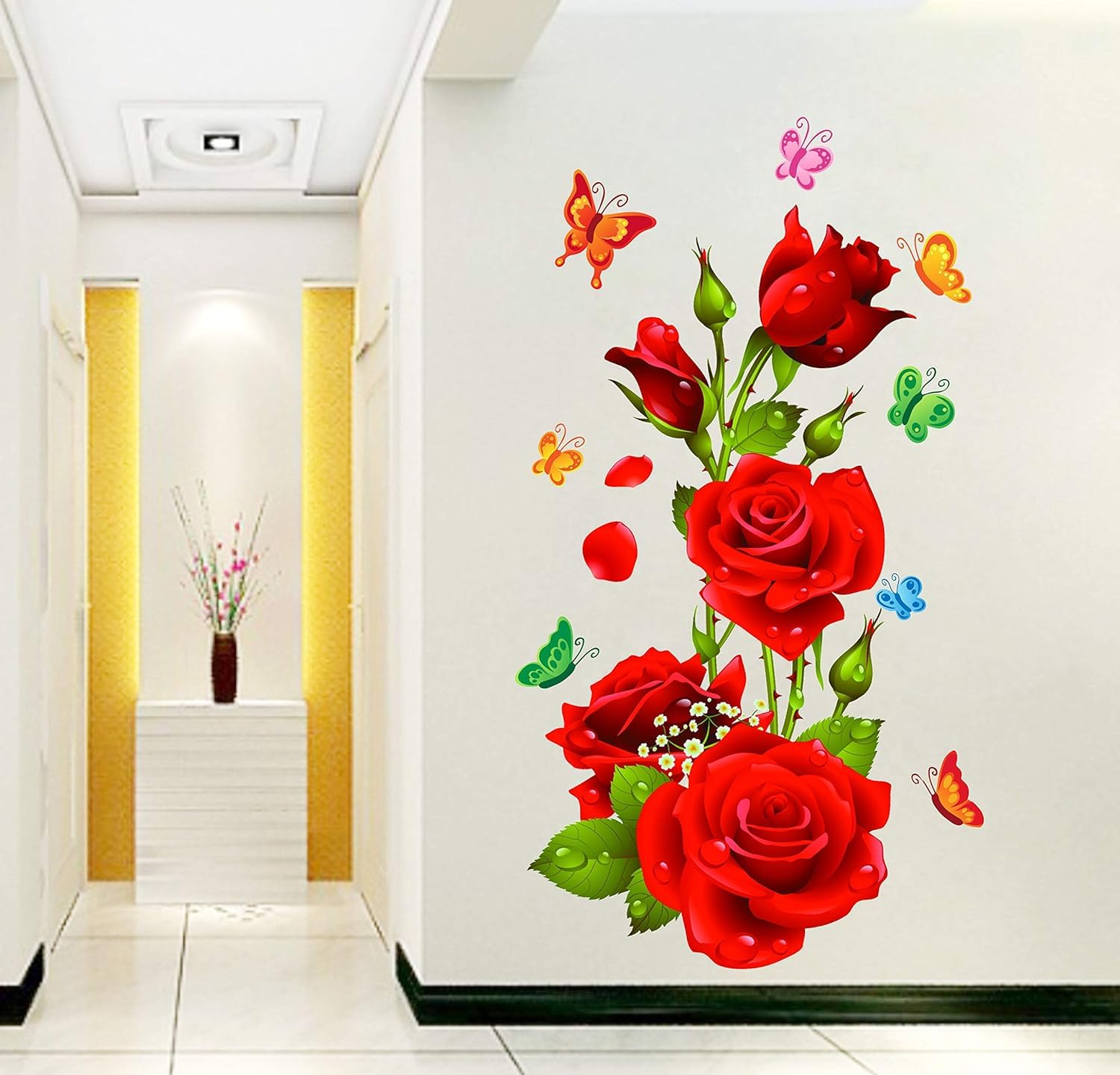 Wall Decal Rose Butterflies Wall Sticker | Wall Sticker for Living Room/Bedroom/Office and All Decorative Stickers (B0DFZ2V1GG) Amazon Price History, Amazon Price Tracker