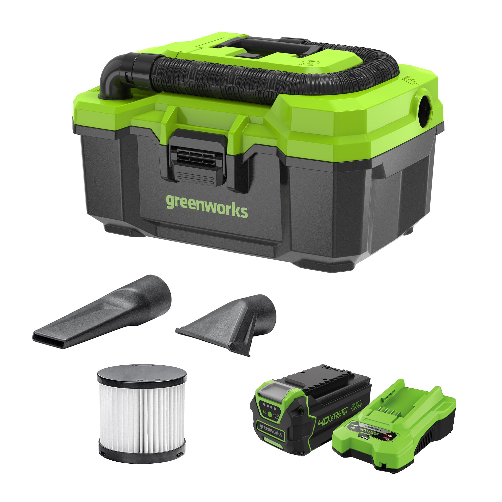 greenworks WDV40B00 3ガロン乾湿両用掃除機バッテリー付 Amazon.com: Greenworks: Wet/Dry Vacs