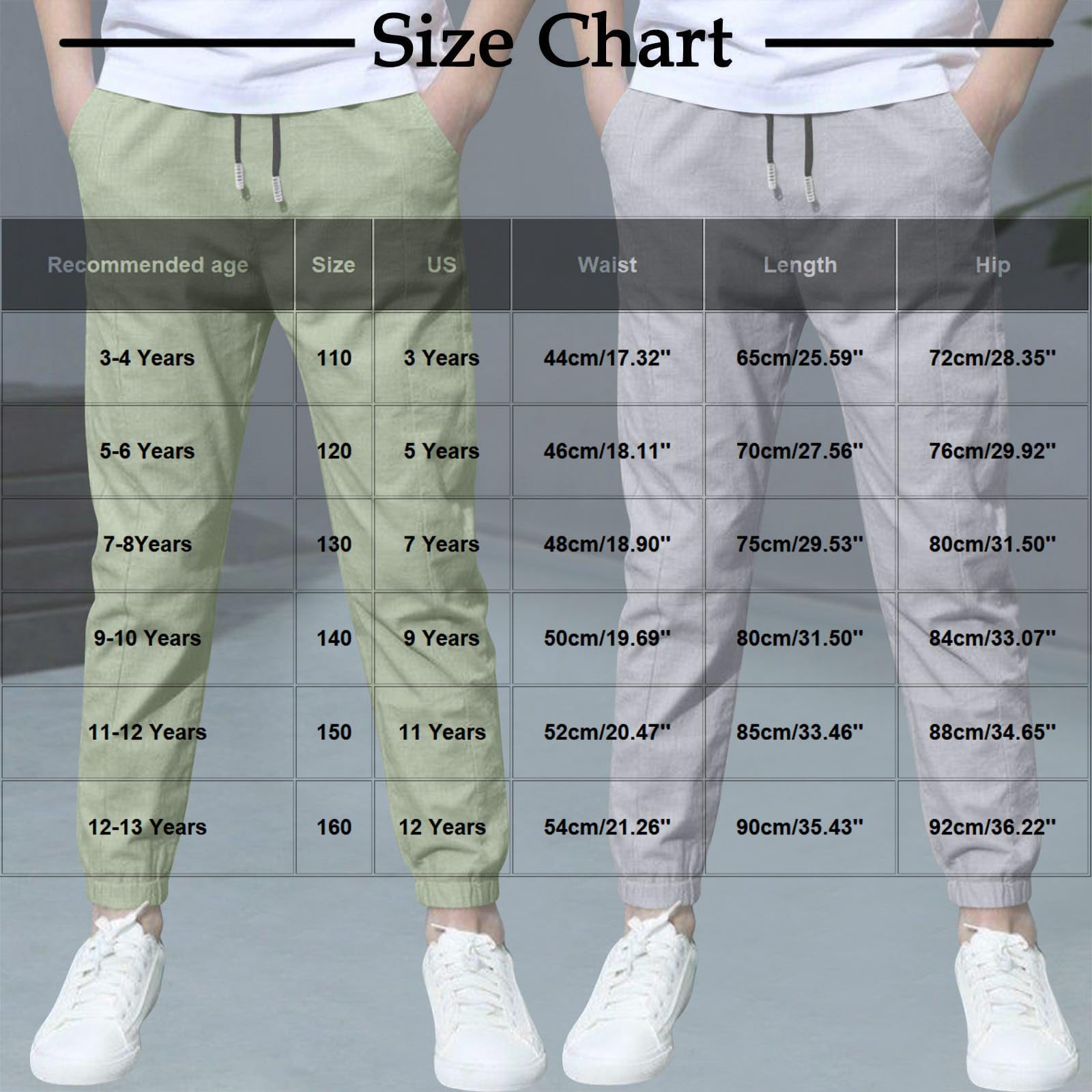 2er Pack Jogginghose Jungen Leinenhose Baumwolle Leinen Sporthose Anti-Moskito Sommerhose Atmungsaktiv Outdoorhose Leichte Freizeithose Elastische Taille Sweathose Sweatpants - 4