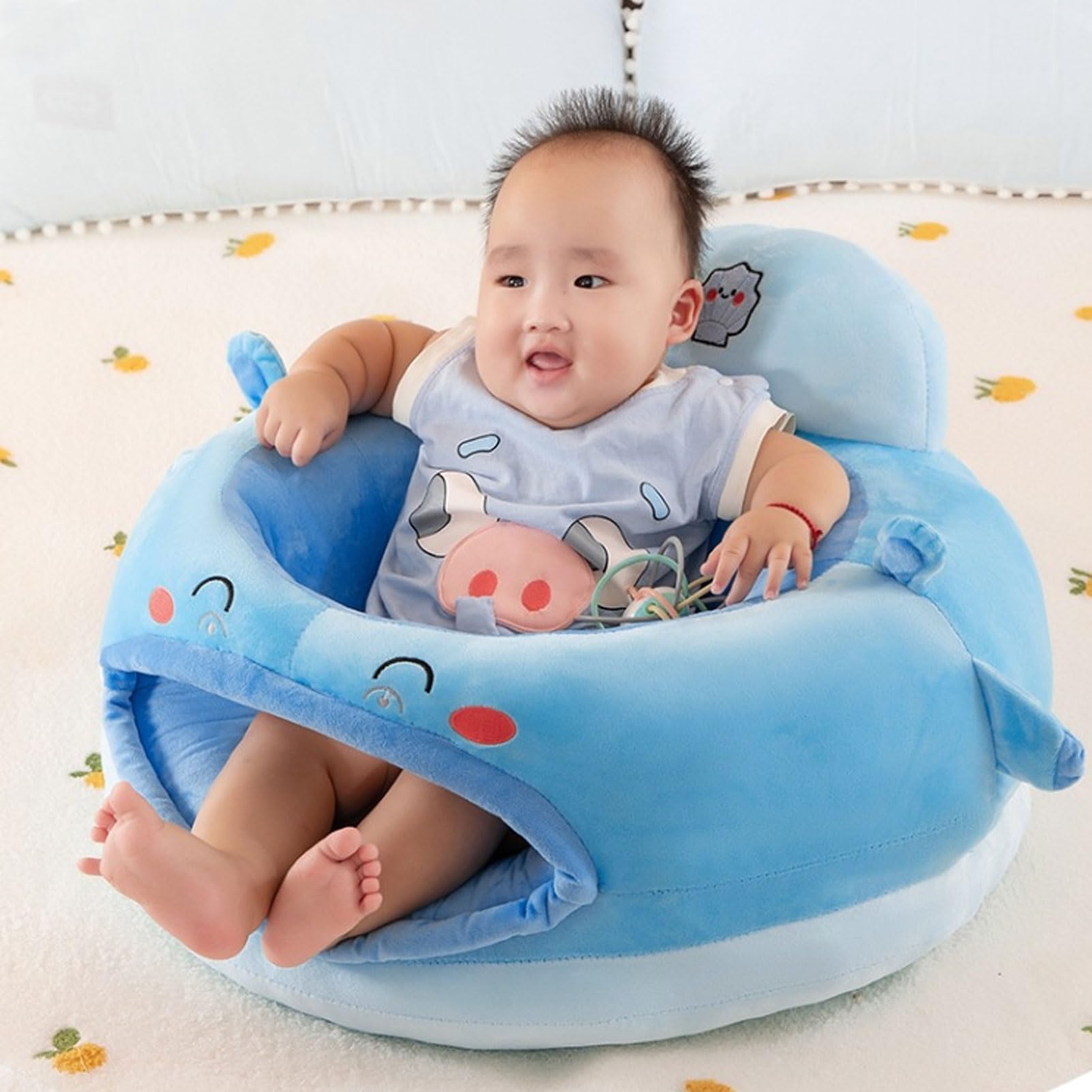 Luocute Silla para Sentarse para bebé, sofá con Asiento de Apoyo para bebé de Felpa Suave con Animales de Dibujos Animados para Respaldo Infantil con Diseño Ergonómico (estilo 1)