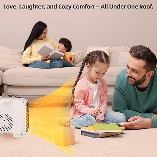 Miniatura 10 de Calentador de espacio de 1500 W con control remoto, temporizador de 12 horas y 3 modos, protección contra sobrecalentamiento y vuelco, calentador