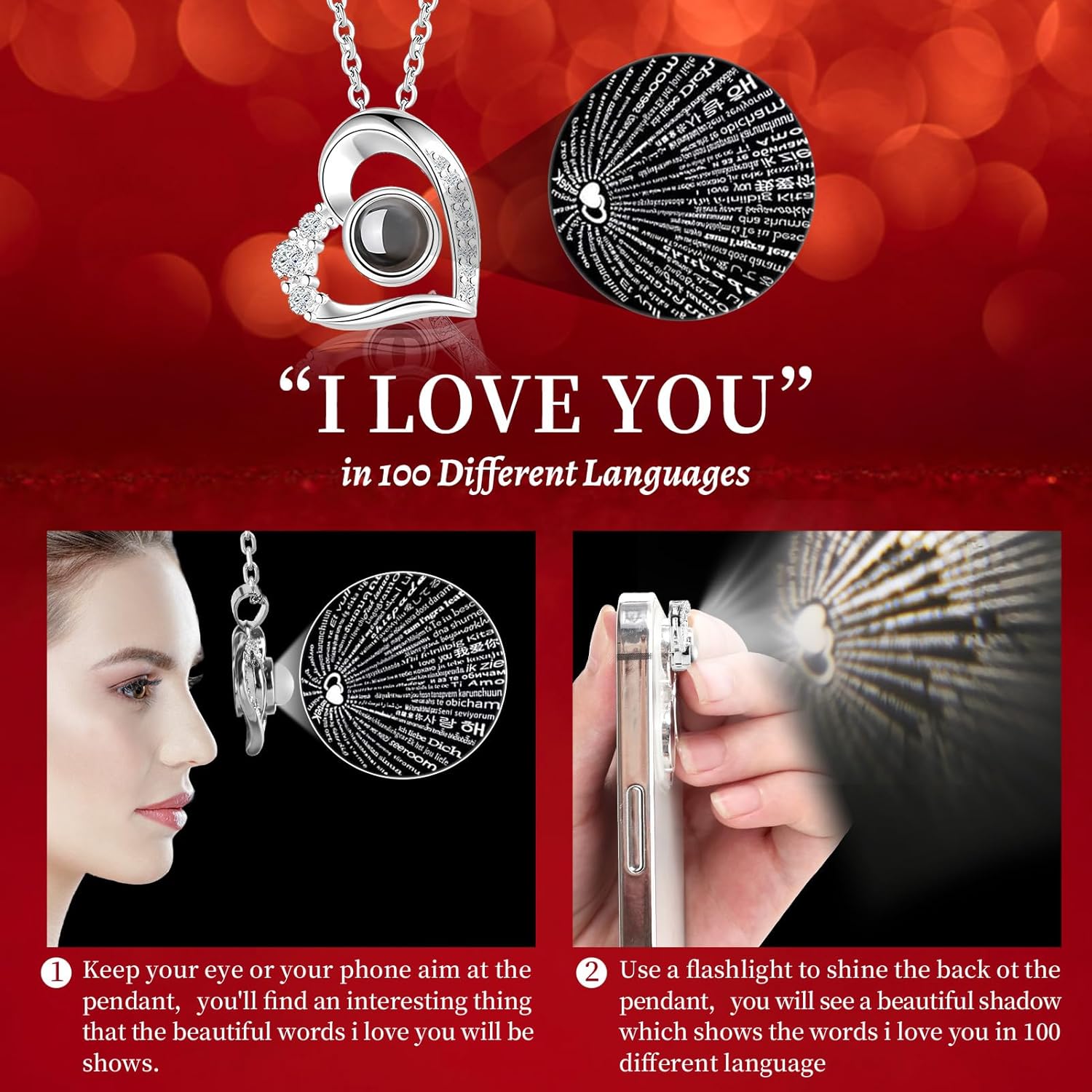 Preserved Green Real Rose with I Love You Necklace, Eternal Flowers Rose Birthday Gifts for Women Her Mom Wife Girlfriend Grandma Christmas on Valentines Mothers Day Anniversary Romantic-Green - Image 3