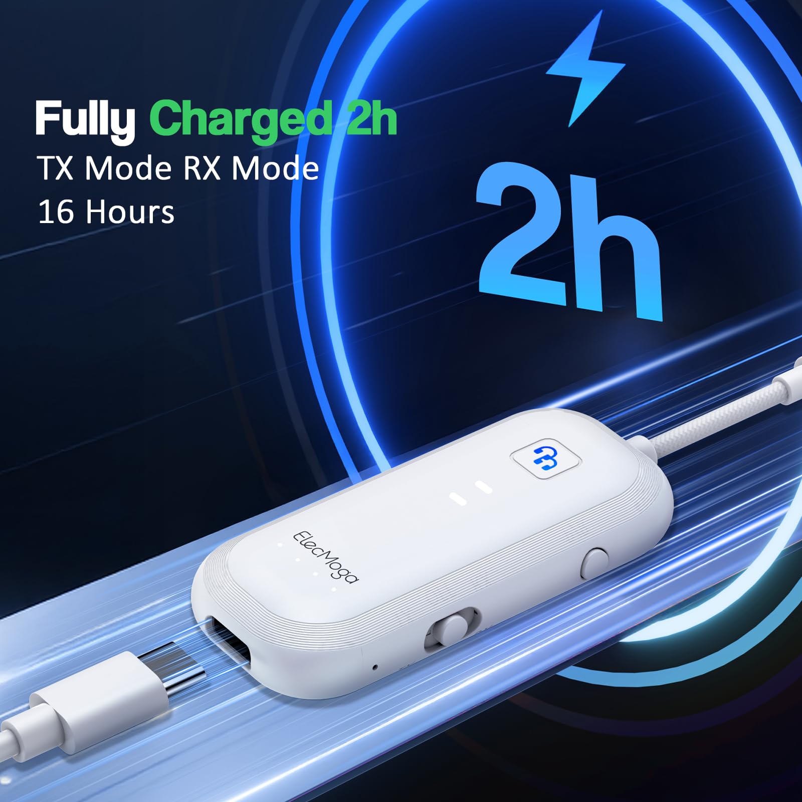 Trasmettitore Bluetooth per TV ElecMoga Ricevitore Bluetooth Aux 3.5mm Jack Adattatore Auto Bassa Latenza Supporto per 2 AirPods Cuffie/Altoparlanti/Uuto/Volo/Palestra