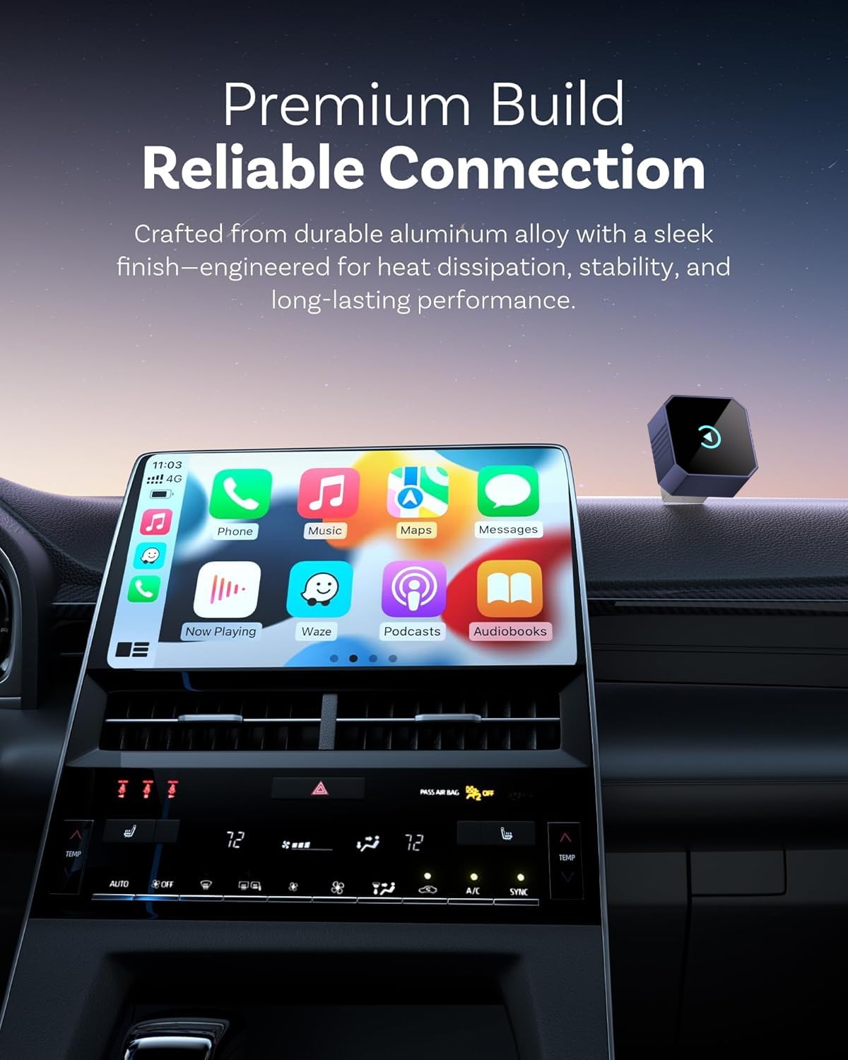 2026 Wireless CarPlay for iPhone, 2-in-1 Plug and Play Converts Wired to Wireless CarPlay Android Auto, Fast Auto-Connect, Zero Latency, Car Multichannel Amplifiers — view 4