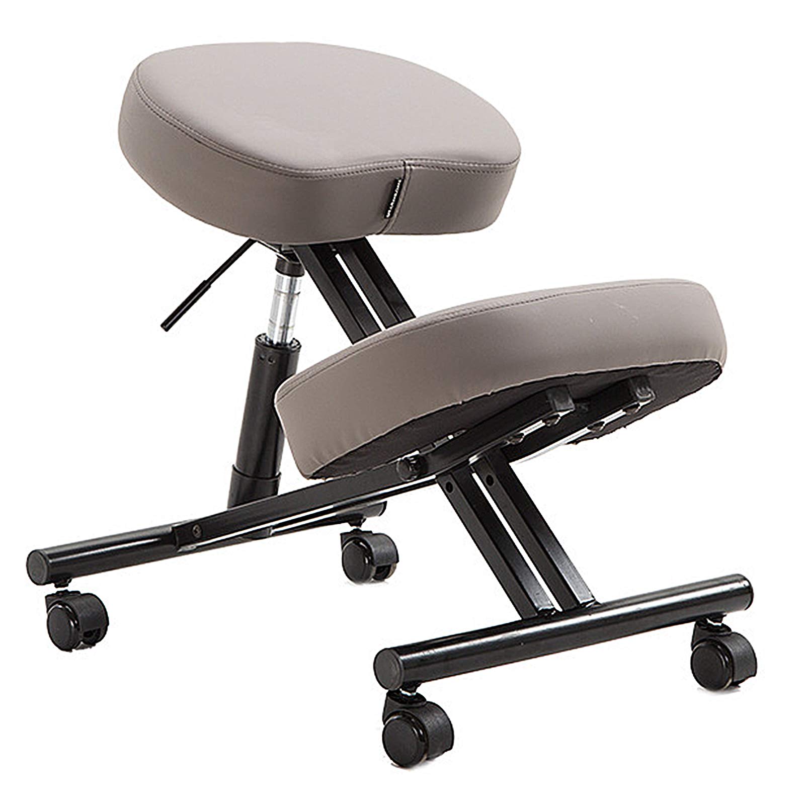 DMGF Ergonomic Kneeling Chair Home Office Stool with Height Adjustable for Improve Posture to Relieve Neck & Back Pain, Angel Seat and Thick Foam Cushions(PU Leather),Gray