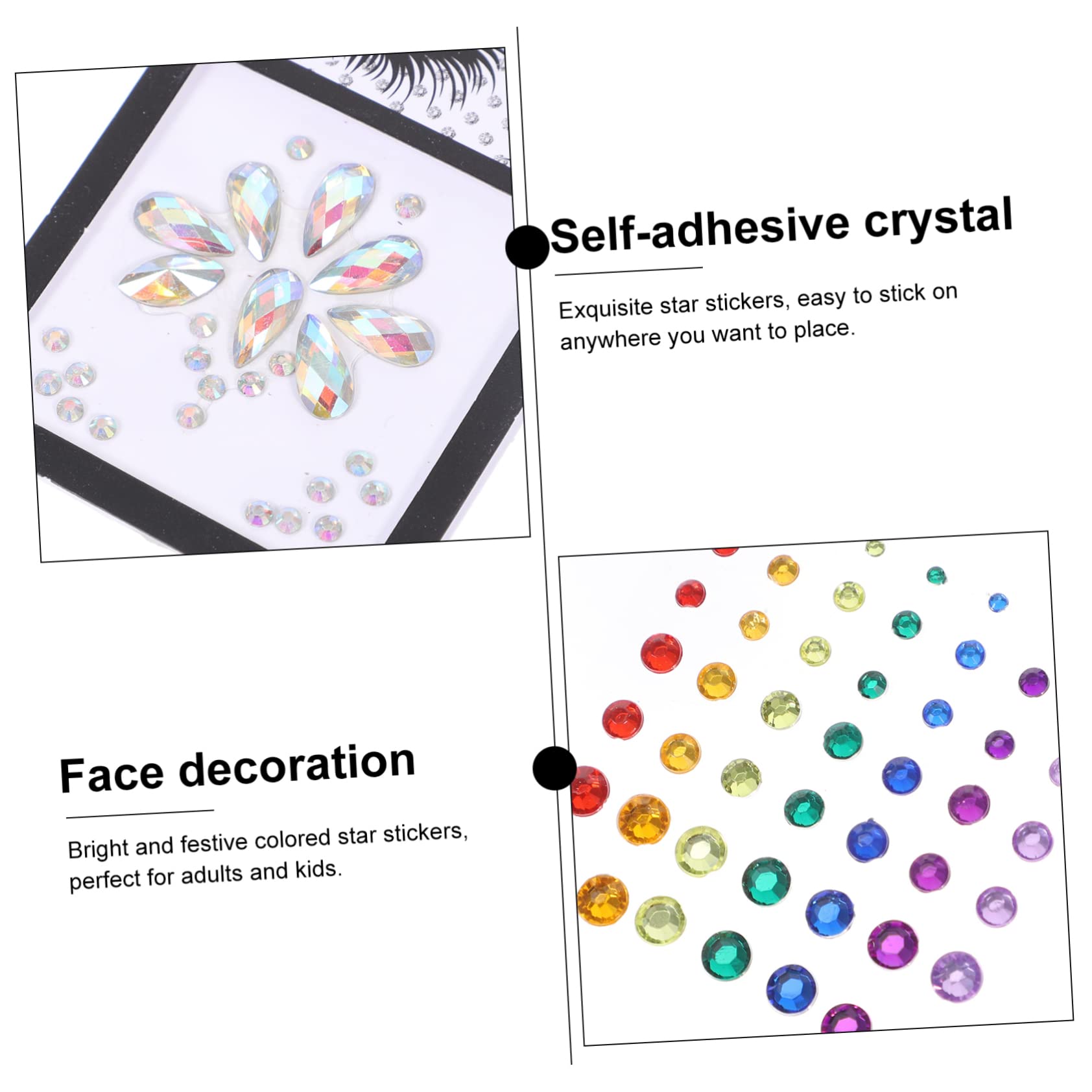 Beavorty 32fogli Gemme Per Viso e Corpo Adesivi Strass Per Makeup Per Festival e Party Facili Da Applicare e Rimuovere Design e Accattivante
