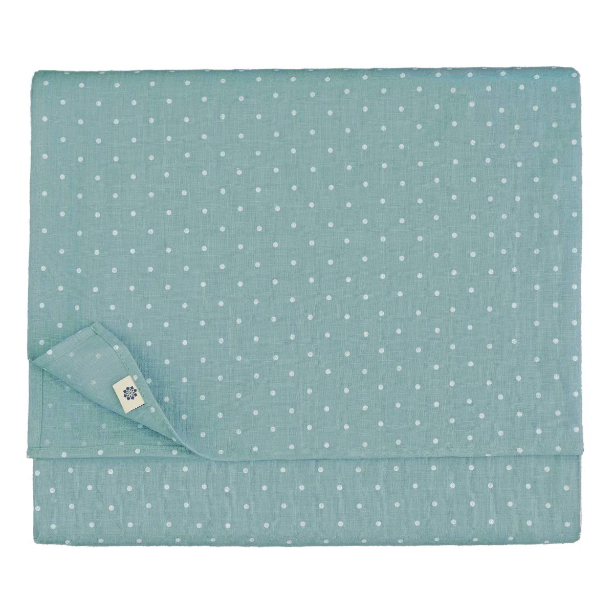 Linen & Cotton Tischdecke Vintage Landhaus Rustikal Antea -100% Leinen, Weiß Enteei Blau (137 x 250 cm) Punkte Rechteckig Tischtuch Stoff Tischwäsche für Haus Home Küche Dekoration Sommer Party