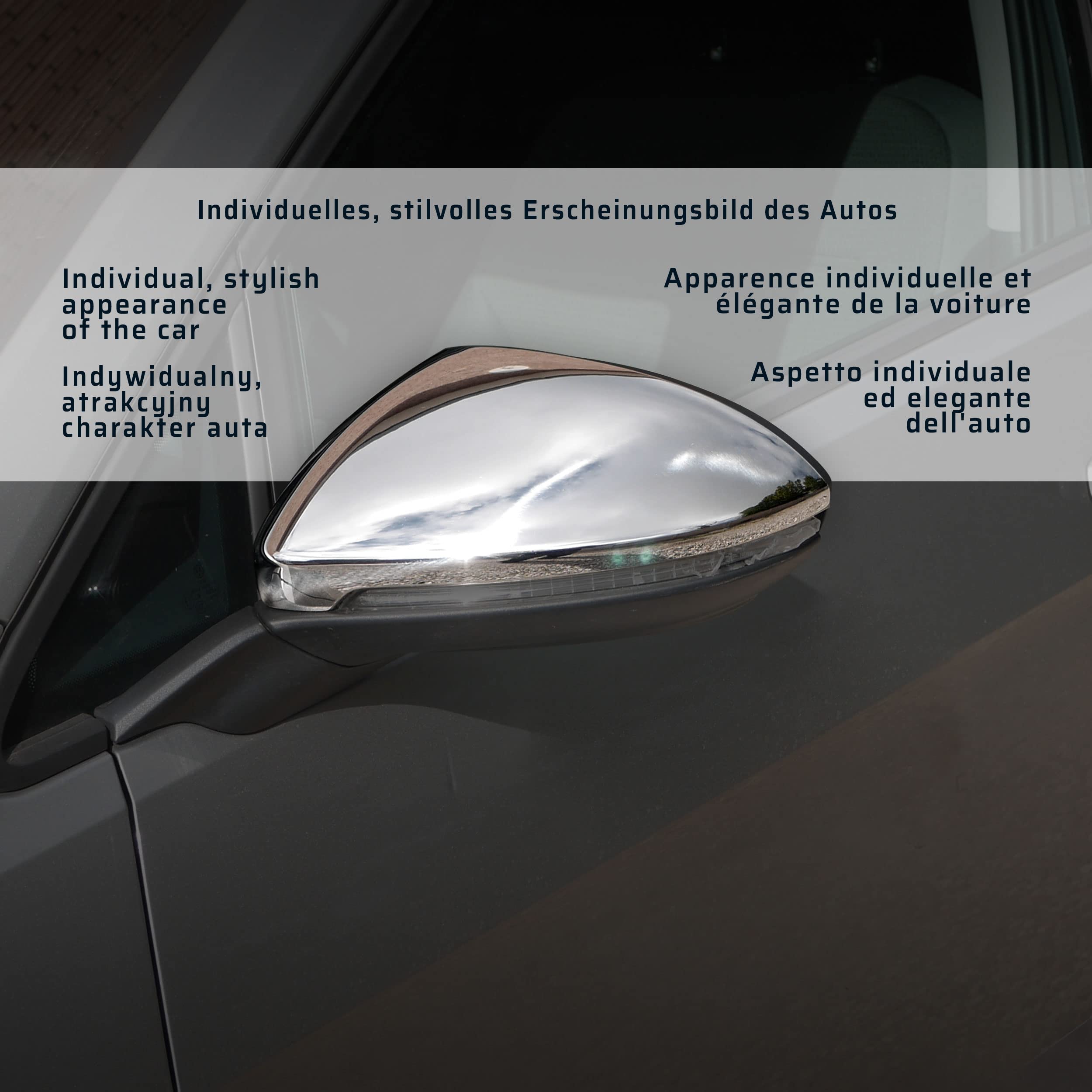 CHROMEMASTER | Nakładki na Lusterka Zewnętrzne | Kompatybilne z VW Touran 5T od roku 2015 | Stal nierdzewna; Osłony Lusterek to Niepowtarzalny Wygląd Auta i Ochrona Przed Uszkodzeniem