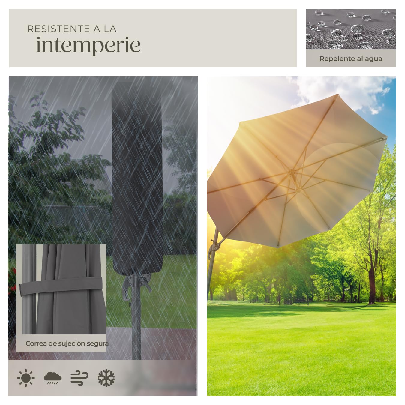TecTake® Sombrilla Parasol, Protección UV, Inclinación Ajustable, Parasol Jardin, Sombrilla Terraza Exterior, Patio, Funda Protectora, Ventilación Superior, Parasol Terraza Exterior