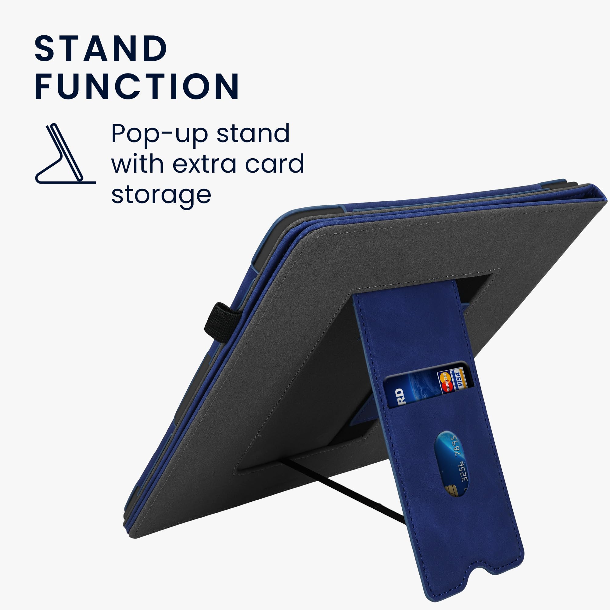 kwmobile Custodia Compatibile con Amazon Kindle Scribe (2022/2024) - Cover Chiusura Magnetica Autosleep con Leggio e Portatessere - Blu Scuro