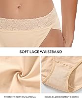 Vista 5 de RHYFF Ropa interior de algodón para mujer, calzones de bikini de corte alto, elásticos, suaves, hipster, tallas S-XXL