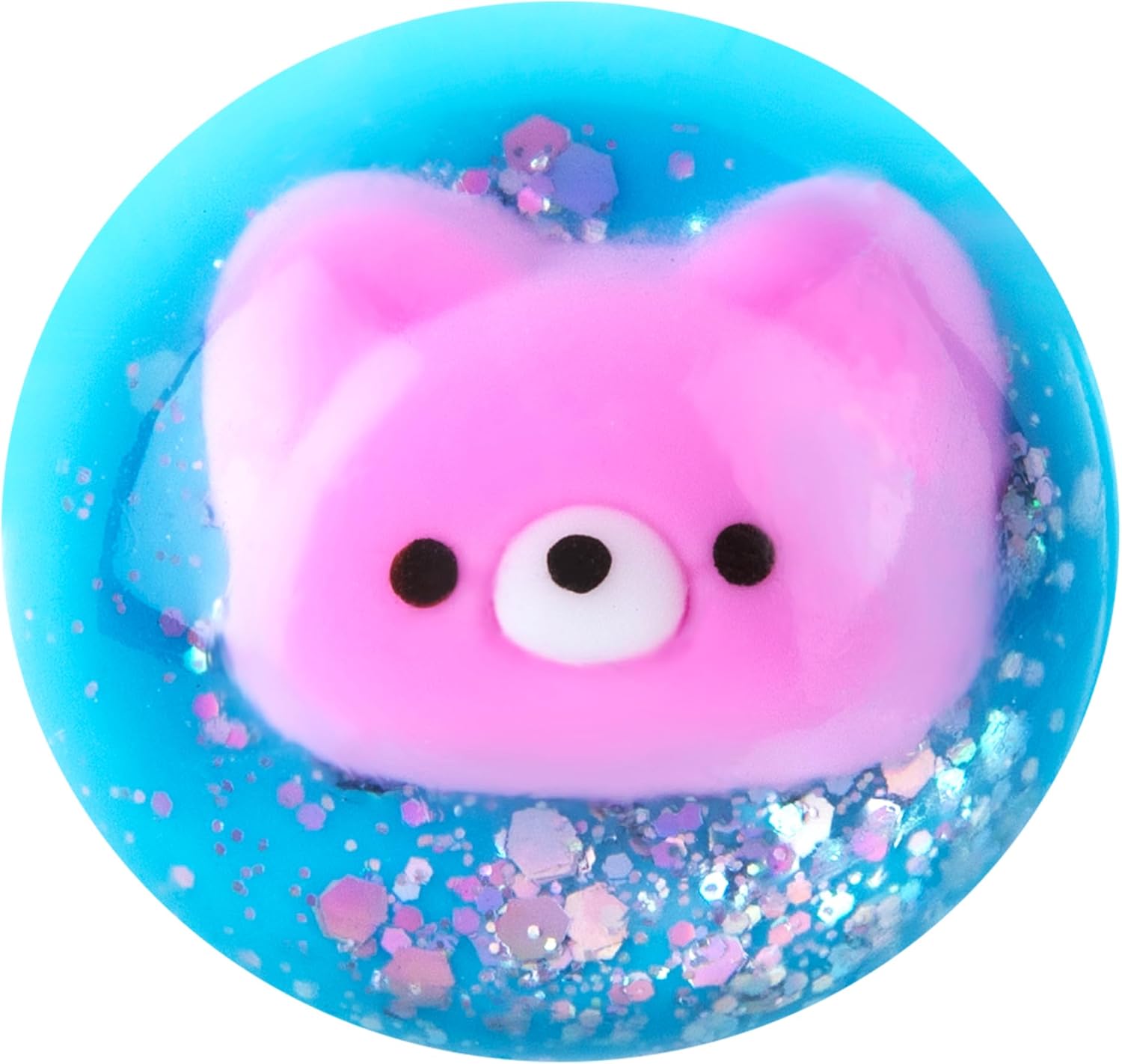 ORB Tabalicious SqweeziPals TABA Squishy Bear Toy - Cute, Sticky TABA Glitter Orb with Squishy Pink Bear Inside - Animal Themed Stress Ball Squishies - Kawaii Sensory Fidget Toys for Kids and Adults