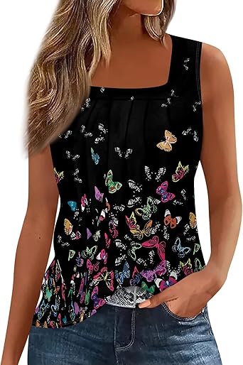 Spring Summer Plus Size Dressy Tank Tops for Women 2025 Womens Workout Floral Boho Beach Sleeveless Shirts Blouses