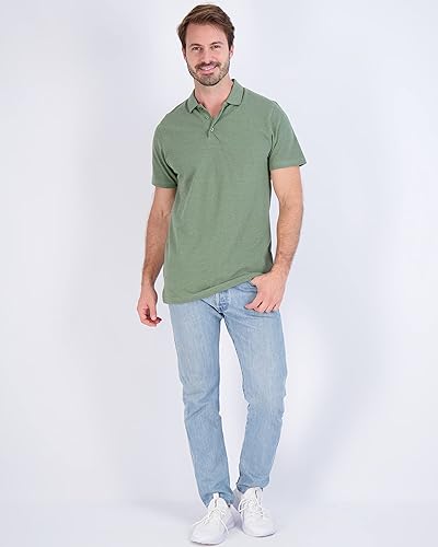 Miniatura 5 de Real Essentials Paquete de 3 y 4 Polo de manga corta de piqué de algodón para hombre, polo de alto rendimiento (disponible en tallas grandes y altas)
