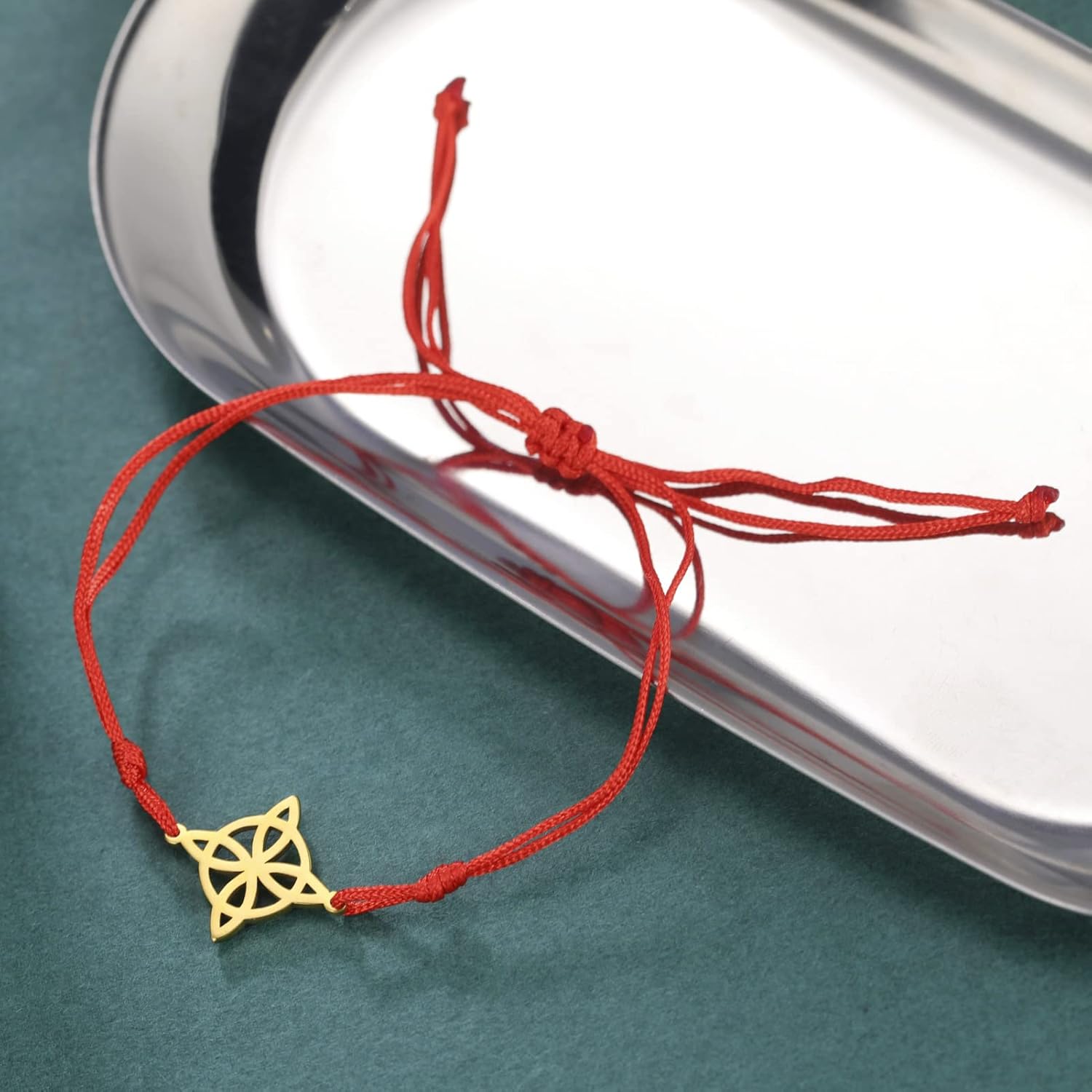 Dreamtimes Trendy Witch Knot Charm Bracelet Celtics Bracelet Geometric Women Female Stainless Steel Witchcraft Chain Bracelet Wiccan Jewelry for Women Vintage Om Yoga Bracelet - Image 3