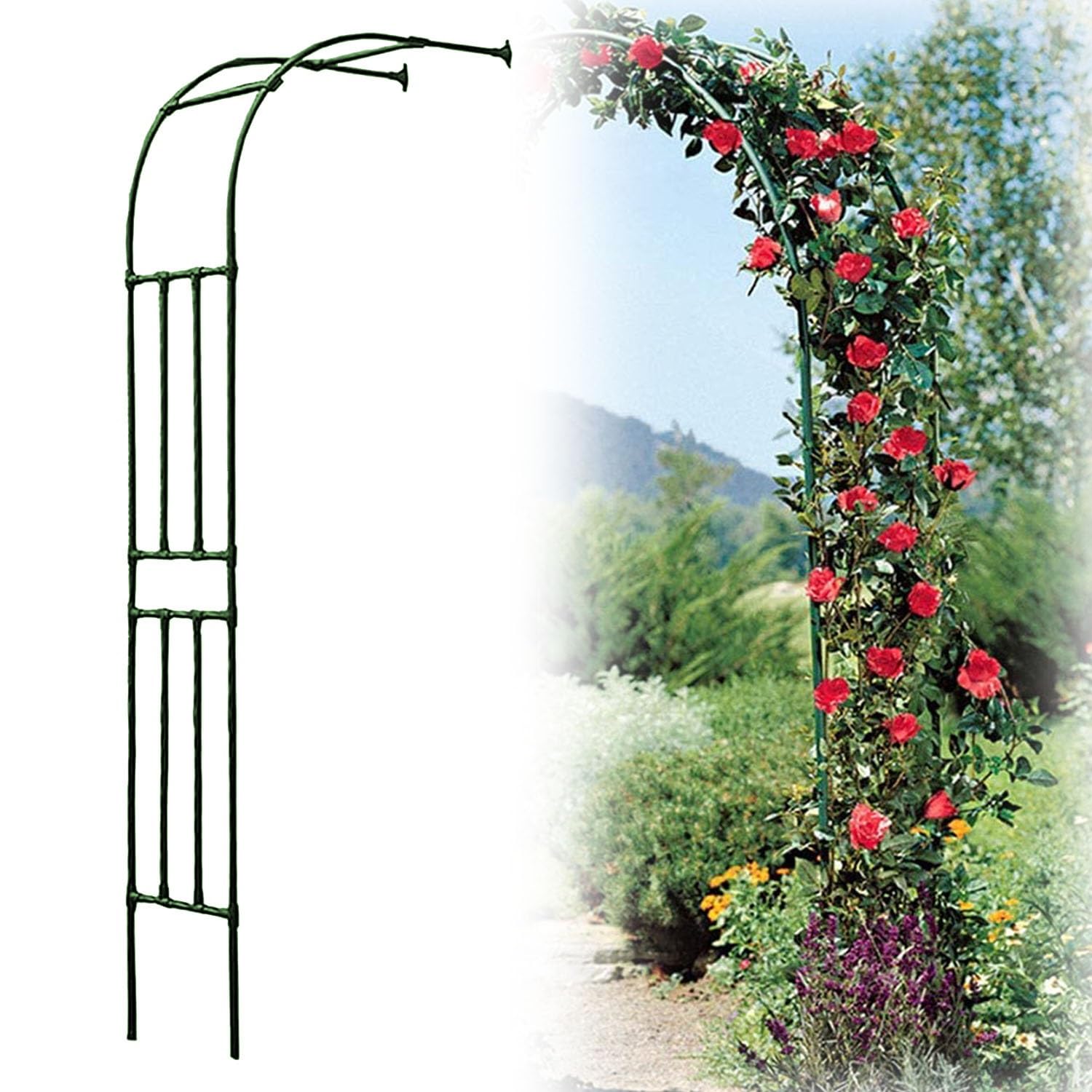 Metalowa kratka ogrodowa do roślin pnących regulowana szerokość 60-300 cm 240 cm wysokie wsparcie dla winorośli i kwiatów zielona pera design idealna dekoracja na zewnątrz