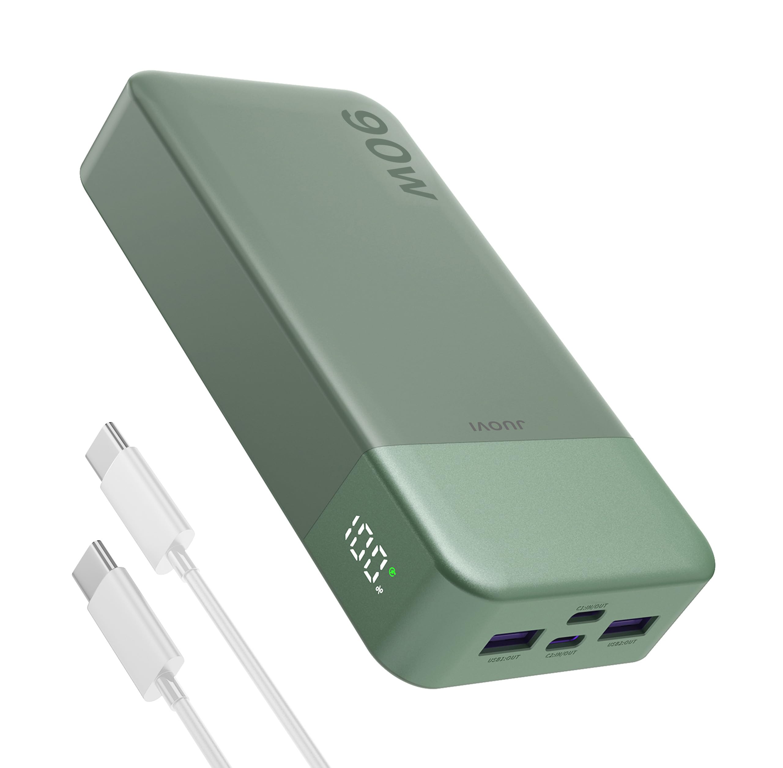 JUOVI Laptop Power Bank 90W 20000mAh Portable Charger | PD QC Fast Charging with 4-Port LED Display External Battery Pack...