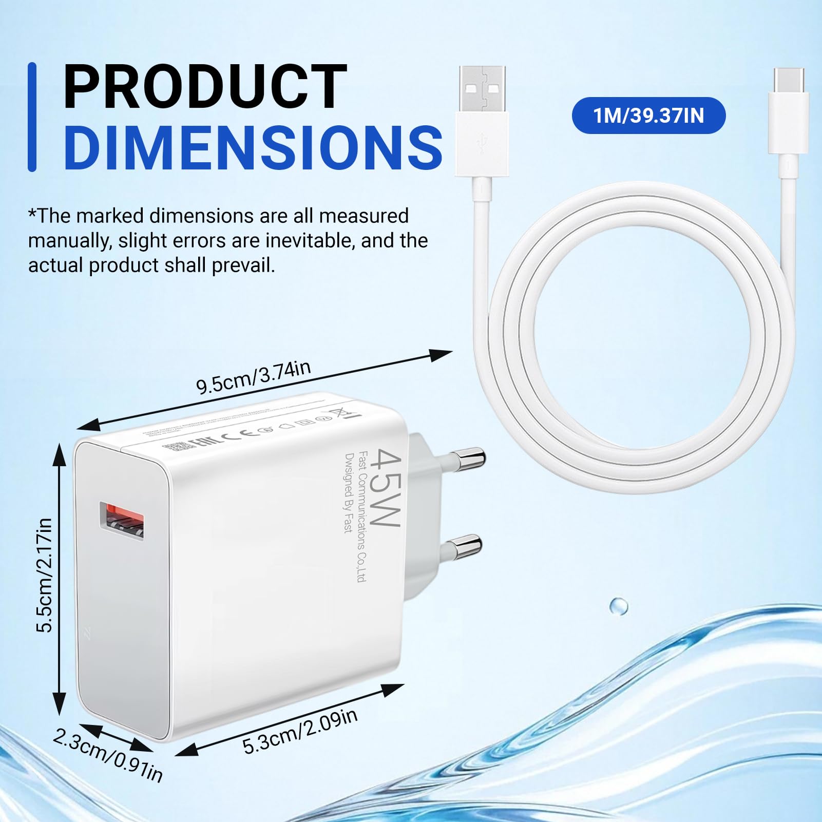 Huybaa 45W Snellader – Voor Xiaomi, Redmi & POCO – Inclusief 2 Meter USB-C-kabel (6A) – Compact En Veilig Voor Dagelijks Gebruik