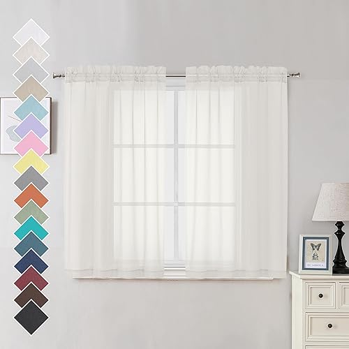 Miniatura 105 de OVZME 2 paneles de cortina traslúcidas para ventana, 96 pulgadas de largo, para dormitorio, diseño de bolsillo superior para cortinero, tratamiento
