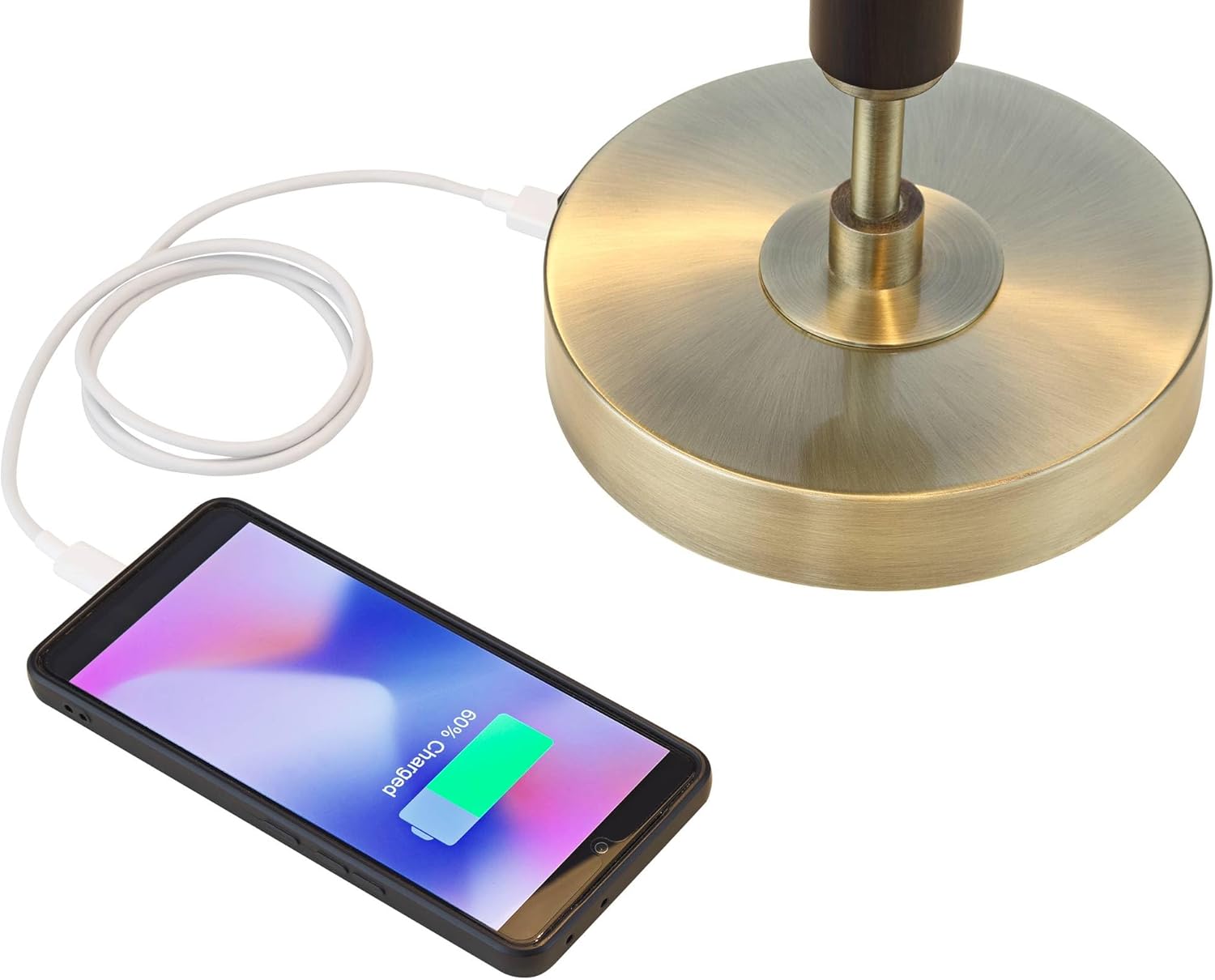 Possini Euro Design Wyndham 23" High Small Mid Century Modern Glam Luxe Desk Lamp with USB Charging Ports A+C Black Gold Metal Glass Dome Shade Home Office Living Room Charging Bedroom Bedside