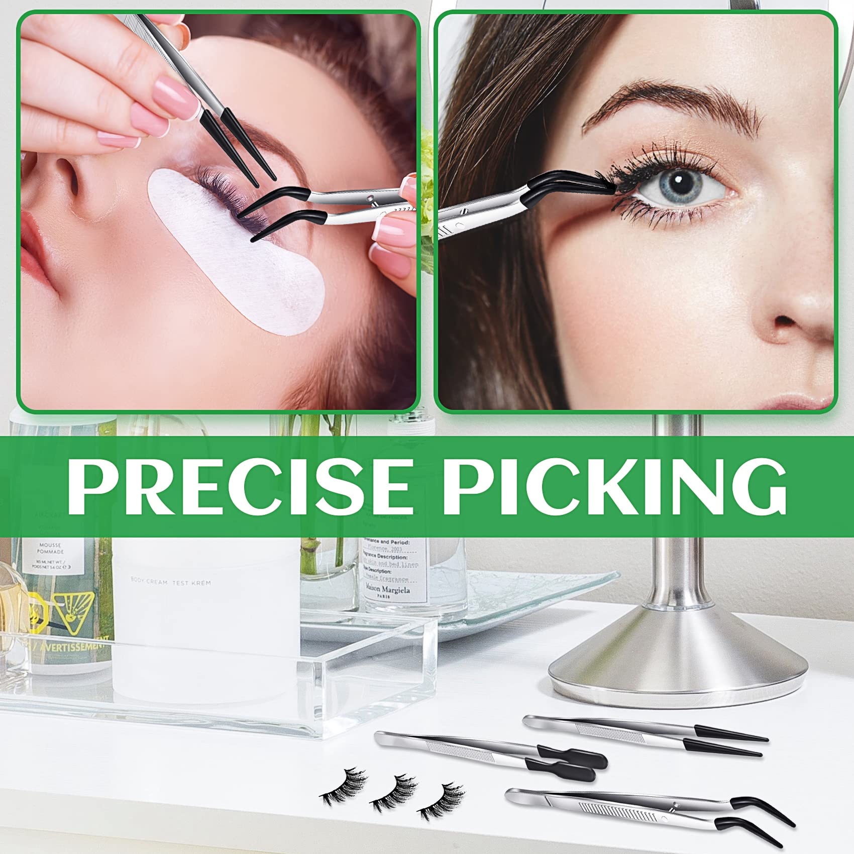 Tokiudeeir 3 Pieces Tweezers with Rubber Tips Tweezers PVC Coated Tweezers Set, Rubber Straight and Flat Tip Tweezers Black - Image 4