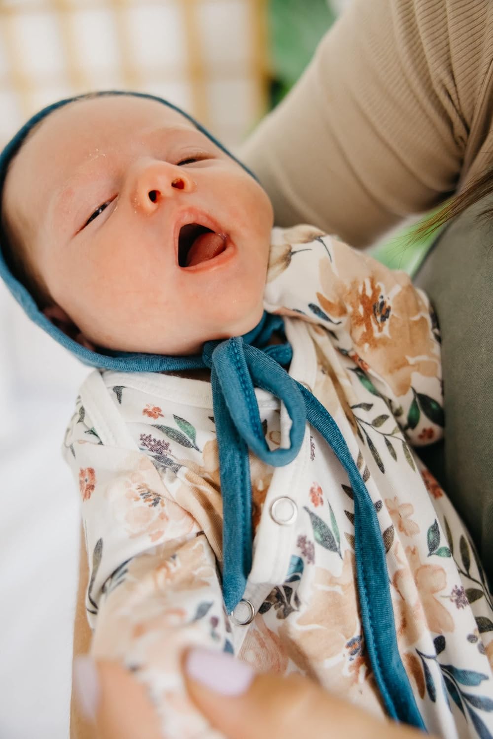 Copper Pearl Baby Bonnets: Ultra-Soft, Comfy to Wear, Tie-On Infant Sun Hat for Protection Against UV Rays, Trendy Coordinating Designs Swaddles, 6-12 Months - Steel - Image 4