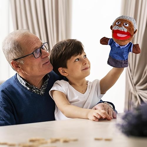 Miniatura 10 de 1 marioneta de mano familiar de 12 pulgadas, abuelos, mamá y papá, hermano y hermana, juguetes de marionetas de mano de peluche, marionetas de