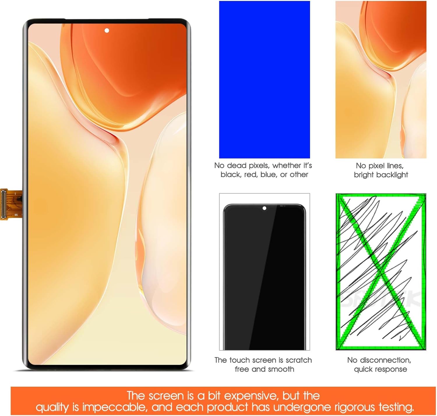 OLED for Google Pixel 7 Pro Screen Replacement for Google Pixel 7 Pro LCD Display GP4BC GE2AE LCD Digitizer Screen Touch Assembly Black with Frame(with Fingerprint Function)