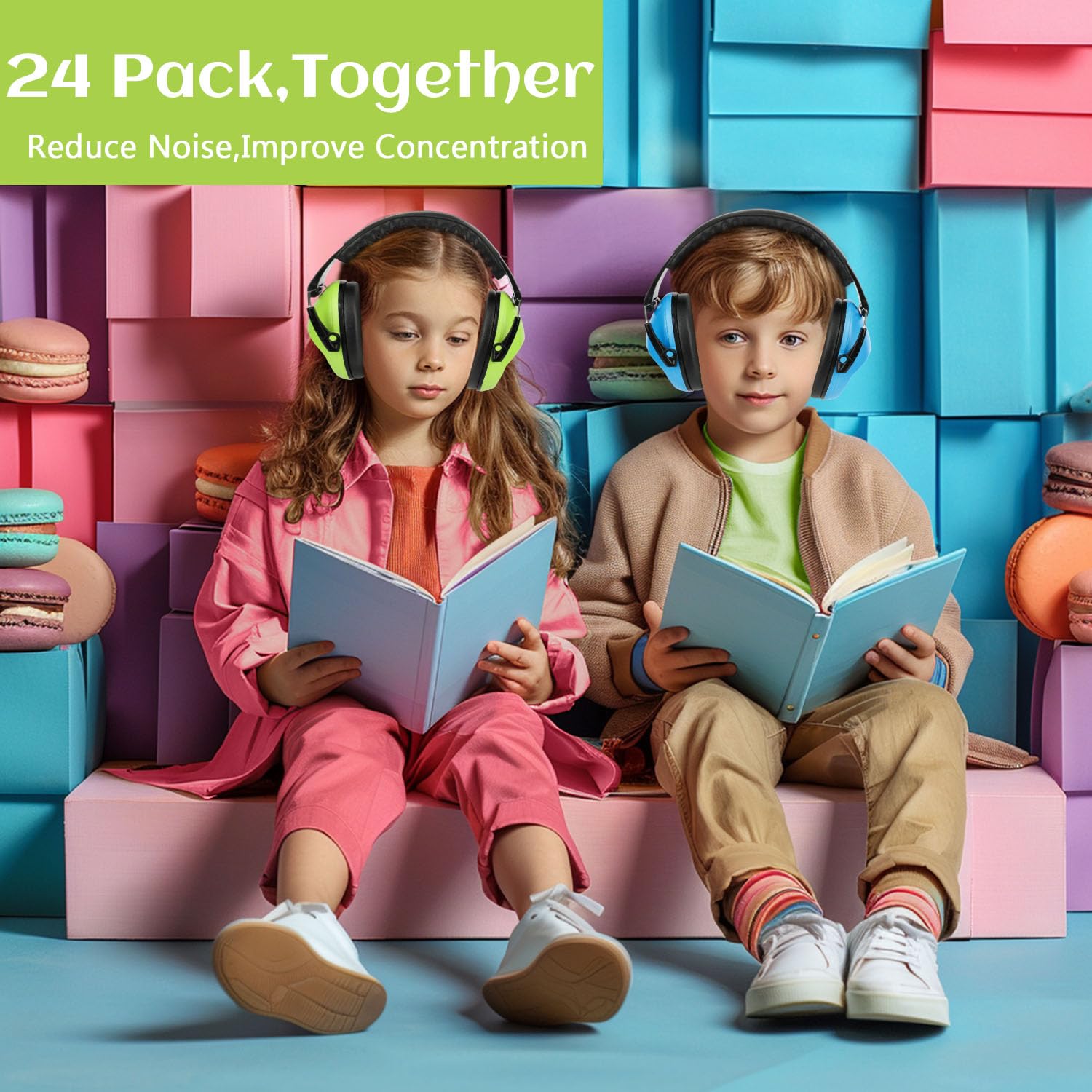 Floriogra 24 paquetes de protección auditiva para niños, protección auditiva para niños, protección auditiva, plegable, protección auditiva para niños, protección contra el ruido de 3 a 16 años