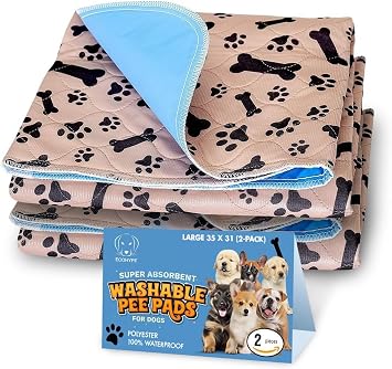 Super Absorbent Washable Pee Pads for Dogs Large 35 x 31 2-Pack Puppy Pads pet Training Pads Reusable Pee Pads for Dogs 100% Waterproof Dog Puppy Pee Pads Extra Large Wee Wee Pads for Dogs pet Peed