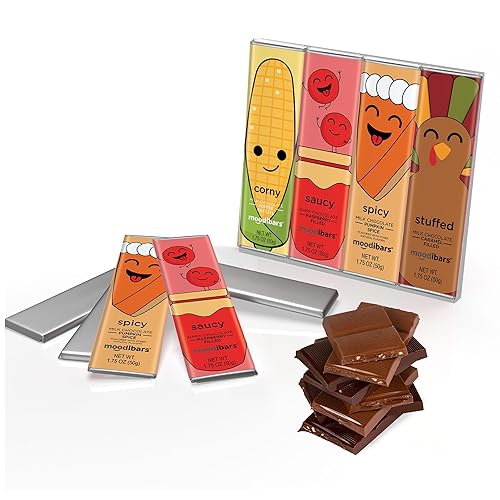 Miniatura 9 de MoodiBars by Astor Chocolate - Paquete de regalo de 5 barras de chocolate variadas de Navidad, envueltas individualmente, barra con sabor a menta,