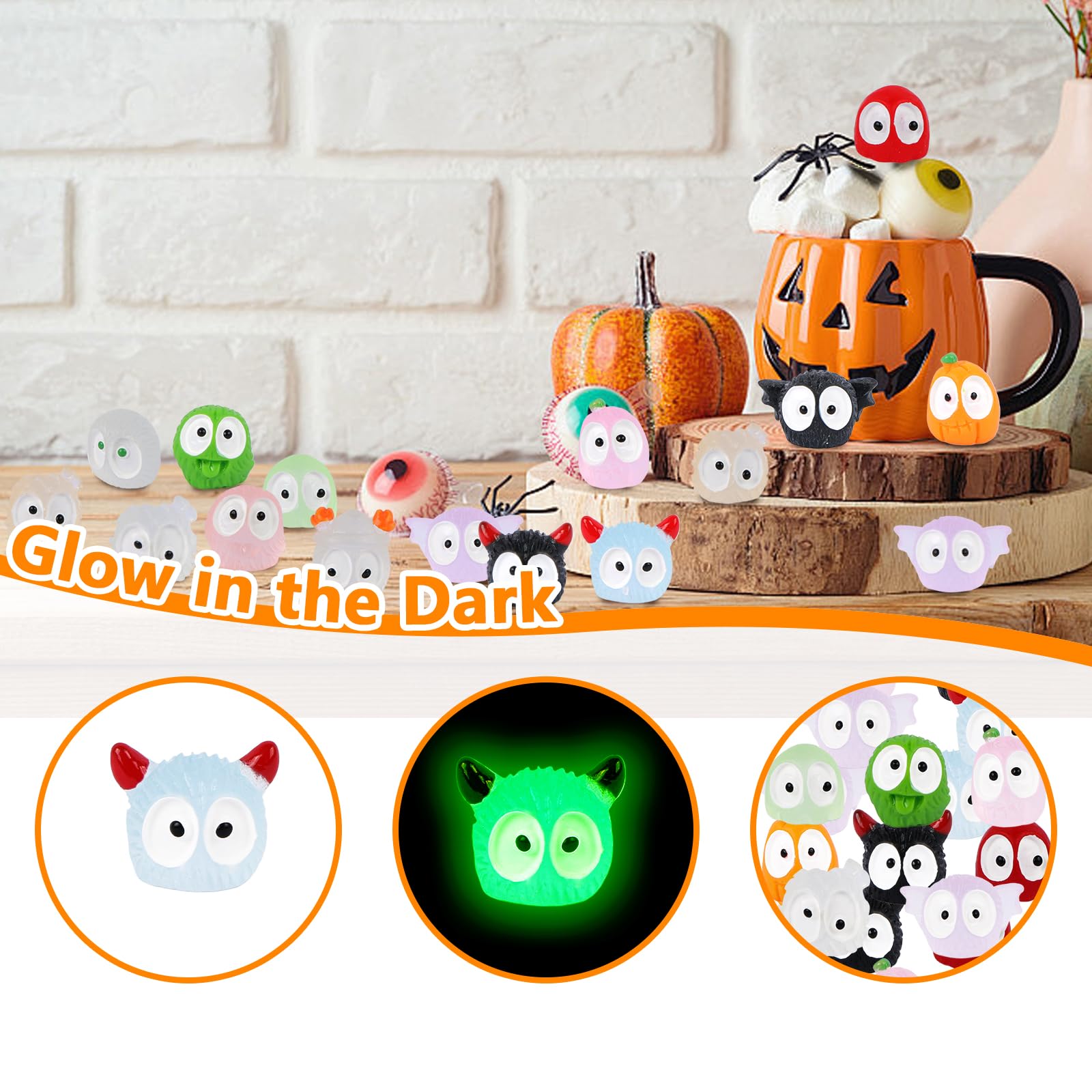 LALASTYLE 28Pcs Mini Resin Coal Ball Spirits Glow in the Dark Halloween Decor, Fairy Garden Figurines - Image 4