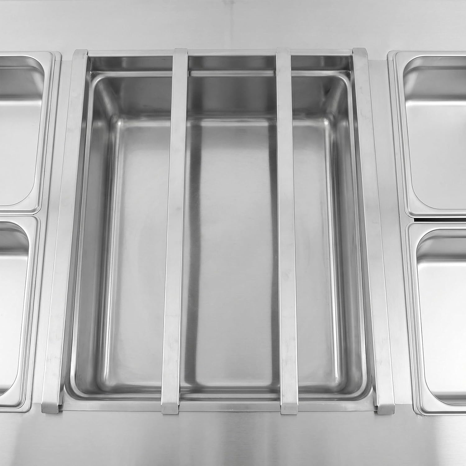 4pcs Stainless Steel Pan Retainer Bar for Steam Table Pans and Trays with Stable Tray Support and Easy Installation for Kitchen