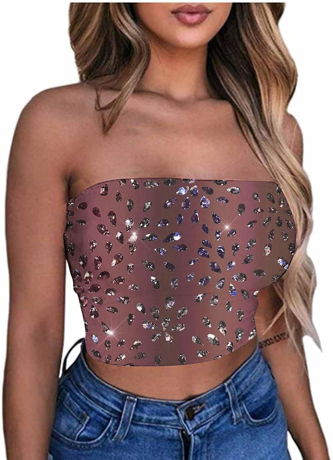 Womens Tube Breast Wrap Sports Bra Plus Size Casual Strapless Sleeveless Crop Tops Sexy Tube Top Club Party Outfits